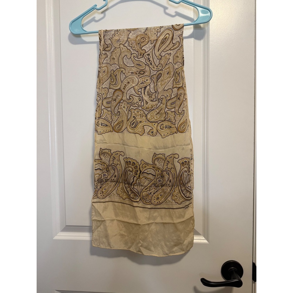 Echo Scarf Womens OS Tan Excellent Paisley Silk Lightweight‎ Rectangular